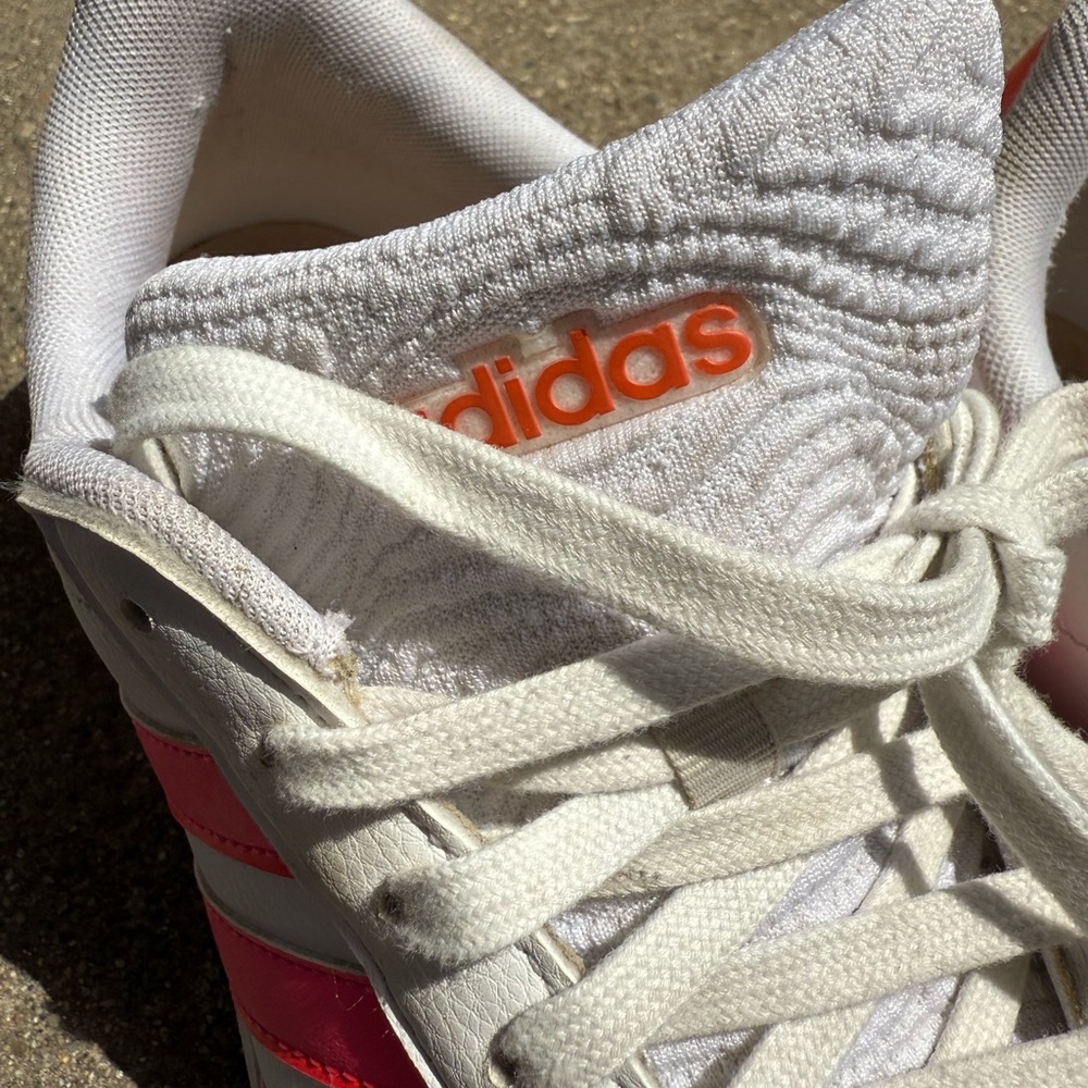 Adidas Women's White and Bright Pink Sneakers - Picture 11 of 13